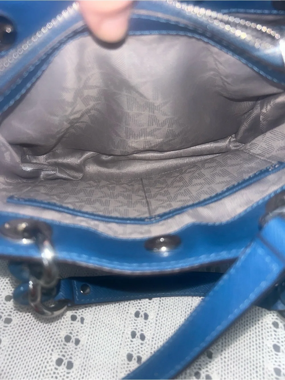 Michael Kors Two-Tone Blue Chevron Satchel